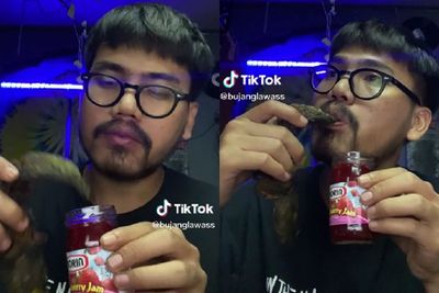 Anti Mainstream! Pria Ini Makan Lele Dicocol Selai Stroberi, Netizen: Sekte Mana Lagi Ini?