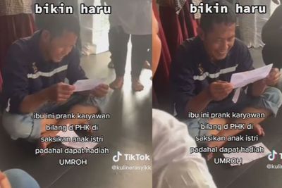 Viral, Momen Haru Pria Kena Prank Bos, Diberi Surat PHK Ternyata Hadiah Umroh Sekeluarga