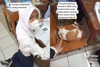 Gadis Ini Sampai Berlutut Ngerjain Soal pas Ujian Sekolah, Alasannya Karena Sayang Kucing
