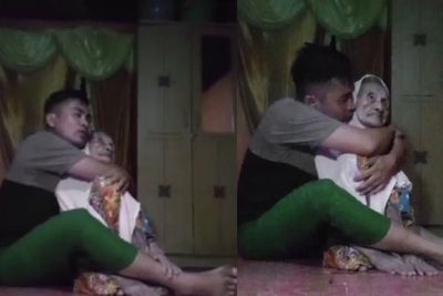 Viral! Momen Haru Cucu Peluk dan Cium Neneknya yang Berusia 100 Tahun, Bikin Netizen Mewek