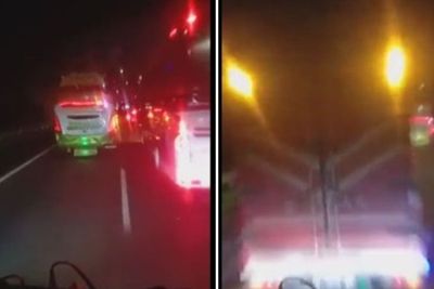 Kebut-kebutan di Jalan Tol, Truk Tabrak Kendaraan Lain