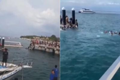 Detik-Detik Jembatan di Nusa Penida Bali Ambruk, Puluhan Wisman Jatuh ke Laut