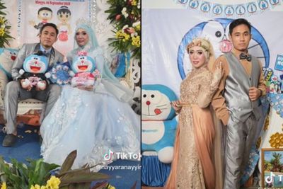 Viral! Pernikahan dengan Konsep Serba Doraemon, Netizen Nyinyir: Kayak Ulang Tahun Bocil
