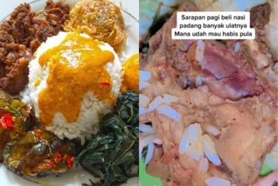 Sarapan Nasi Padang, Warganet Ini Kaget Ternyata Lauknya Penuh dengan Ulat