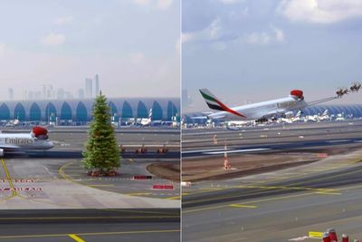 Begini Reaksi Netizen saat Melihat Pesawat Emirates Diubah Mirip Kereta Sinterklas