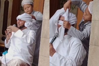 Video Habib Syech Malah Tersenyum Lanjutkan Shalawat, Sorban Diacak-acak Nutupi Wajah