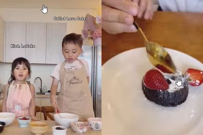 Lucunya Xabiru dan Chava Bikin Chocolate Lava Cake, Netizen: Adek Pintar Pecahin Telurnya
