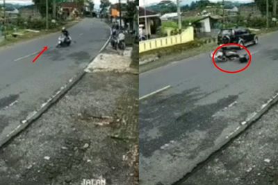 Bak Kena Karma Instan, Pemotor Ini Terjatuh usai Gagal Standing di Depan Kantor Polisi
