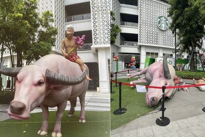 Duh, Patung Kerbau Albino di Thailand Hancur Gara-gara Ulah Turis Inggris yang Mabuk