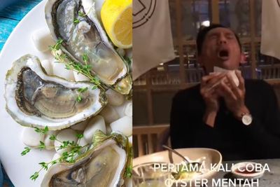 Kaget! Pria Ini Pertama Kali Makan Oyster Mentah, Berujung Muncrat Keluar Mulut