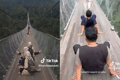 Duh! Jalan di Jembatan Goyang Terpanjang Ini Serasa Uji Nyali, Kaki Gemeter sampe Ngesot