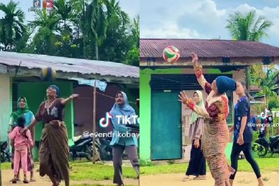 Viral, Aksi Nenek-nenek saat Smash Voli, Gerakannya Lincah Bikin Netizen Kagum!