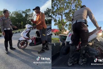 Kaget Dihampiri saat Dorong Motor, Pria Ini Ujung-ujungnya Ucap Terima Kasih ke Polisi