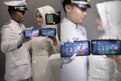 Unik! Pasangan Player Mobile Legends Ini Tunjukkan Akun Moonton saat Prewedding