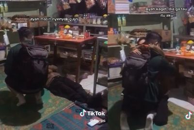 Bikin Haru! 4 Tahun Merantau, Pria Ini Mendadak Pulang Beri Kejutan saat Ayah sedang Tidur