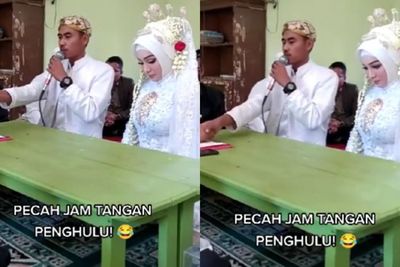 Ngakak! Pria Ini Hampir Pecahkan Jam Tangan Wali Nikah Saking Semangatnya saat Ijab Kabul
