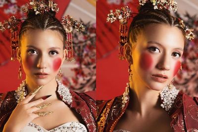 Makeup Kece Cassandra Lee Rayakan Imlek, Blush On Merah Merona Hiasi Pipi 