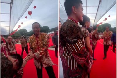 Presiden Jokowi Kaget Ketemu Kaesang Pangarep saat Salami Tamu di Acara Imlek 2023