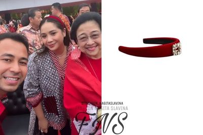 Pose Merah Bareng Megawati, Nagita Pakai Bando Mewah Bertabur Kristal! Segini Harganya