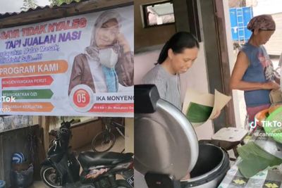 Unik! Cara Pedagang Pecel Promosi Jualan Bak Caleg, Pasang Spanduk Tawarkan Program