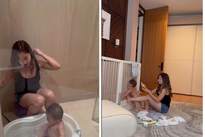 Potret Cantik Nikita Willy Mandikan Baby Issa, Pakai Tank Top dan Hot Pants!