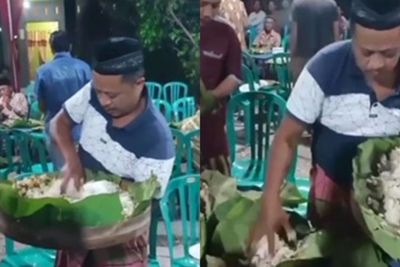 Warga Desa Kemiri Comot Makanan Saat Tradisi Kenduren, Netizen: Mirip di Vrindavan