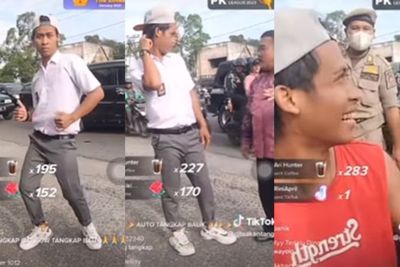 Dikira Anak SMA, Pria Ini Ditegur Karena Joget TikTok di Pinggir Jalan