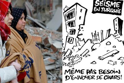 Keterlaluan! Majalah Charlie Hebdo Bikin Karikatur Ejek Korban Gempa Turki, Banjir Kecaman