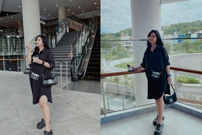 Gaya OOTD Bumil Cantik Adinda Azani, Serba Hitam ala Cewek Mamba