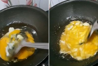 Gak Mau Ngotorin Mangkok, Emak-Emak Ini Masak Telur Dadar Langsung Kocok di Wajan