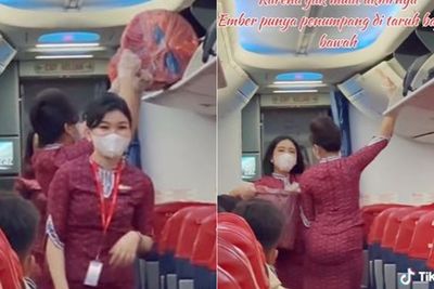 Viral Emak-emak Bawa Ember ke Kabin Pesawat Bikin Pramugari Repot, Mau Mandi di Langit?