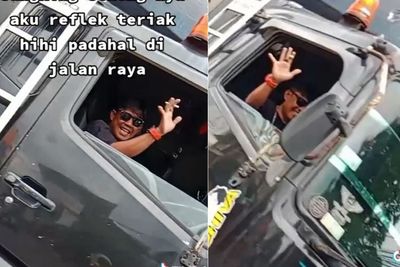 Momen Haru Anak Enggak Sengaja Ketemu Ayah Bawa Fuso di Jalan, Bikin Netizen Mewek