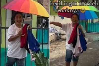 Momen Haru Ibu Ketemu Anak Pulang Merantau, Gemas Lari di Tengah Hujan Pengen Peluk
