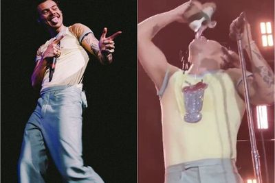Viral Video Harry Styles Minum Alkohol dari Sepatu saat Konser di Perth, Eww Jijik!