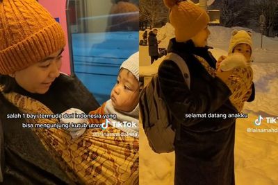 Liburan ke Kutub Utara, Wanita Ini Santai Pakai Gendongan Kain Jarik: Ikon Indonesia