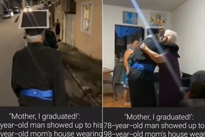 Momen Haru Pria 78 Tahun Peluk Sang Ibu di Hari Wisudanya: Mama Aku Lulus!