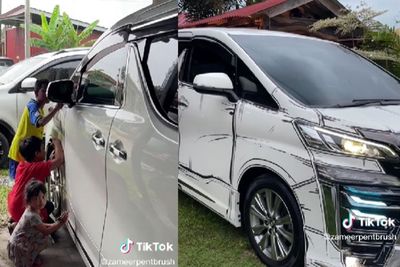 Waduh! Bocah-bocah Ini Asyik Corat-coret Mobil Alphard, Gak Disangka Hasilnya Keren