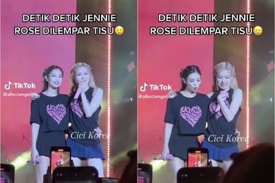Momen Jennie dan Rose BLACKPINK Dilempar Tisu Sama Penonton, Mukanya Langsung Bete