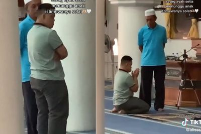 Momen Haru Ayah Temani Anak Istimewanya Salat di Masjid, Bikin Netizen Mewek