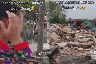 Nyesek! Mahasiswi Kaget Pulang Ngampus Kos-kosan Sudah Digusur, Hancur Rata dengan Tanah