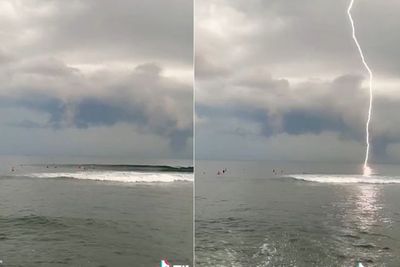 Detik-detik Petir Muncul di Tengah Laut Pantai Senggigi, Kilat dan Suaranya Buat Jantungan
