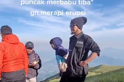 Lagi Asik Muncak di Gunung Merbabu, Pendaki Ini Rekam Detik-detik Erupsi Merapi