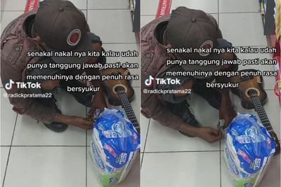 Viral Video Haru Pengamen Hitung Uang Receh di Minimarket Buat Beli Popok Anak