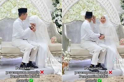 Viral Pengantin Pria Nangis saat Salaman dengan Istri, Ekspresinya Tulus Banget