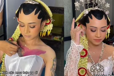 Keren! MUA Ini Berhasil Tutup Tato Tebal di Dada Pengantin Wanita, Hasilnya Mulus