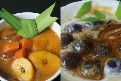 Resep Kolak Pisang Ubi Kolang-Kaling dan Candil Ubi Ungu ala Resto Kampung Daun Bandung