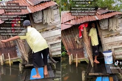 Pilu! Kakek Ini Hidup Sebatang Kara di Rumah yang Nyaris Roboh dan Kebanjiran