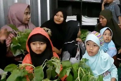 Ngabuburit Seru ala Siswa Paud Sakila Kerti Kota Tegal, Asyik Panen Bayam Hidroponik
