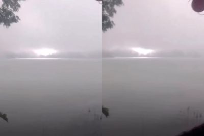 Heboh, Penampakan Cahaya Terang di Atas Telaga Ngebel Ponorogo saat Hujan, Fenomena Apa?