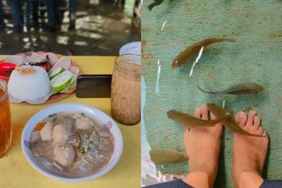 Nikmati Sensasi Makan Sambil Terapi Ikan di Soto Cokro Kembang, Kaki Bersih Perut Kenyang!